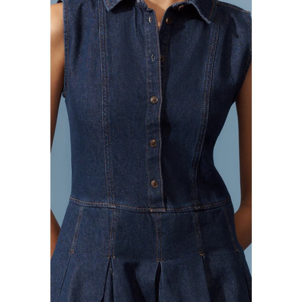 NWT Reformation Arella Denim Mini Dress Organic Cotton Sleeveless Size 10 - Picture 3 of 10